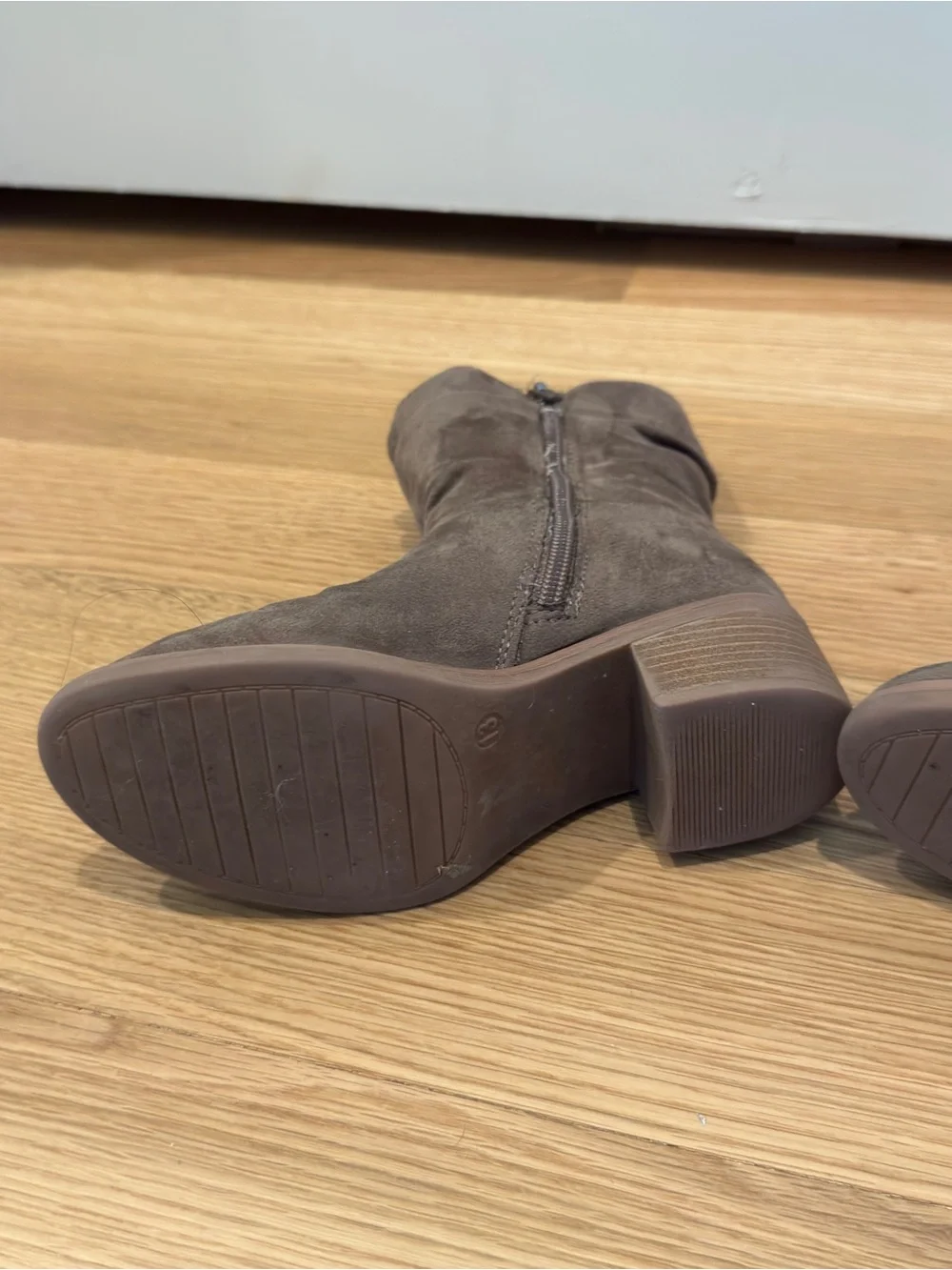 Girls Brown Suede Ankle Boots with Low Block Heel